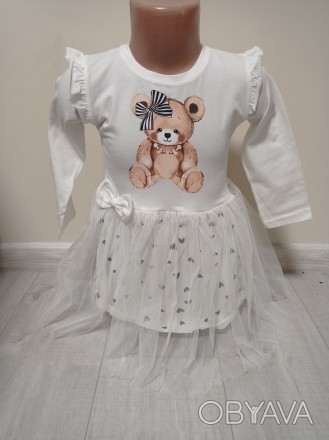 Детское платье трикотажное с длинным рукавом Турция Мишка на 1-4 года белое
Нежн. . фото 1