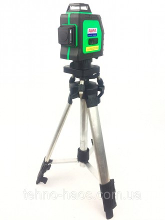 Профессиональный лазерный 3D нивелир на триноге AL-FA зеленый и очень яркий тонк. . фото 3