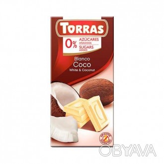 Білий шоколад з кокосом (без цукру та без глютену) Torras White with coconut — р. . фото 1