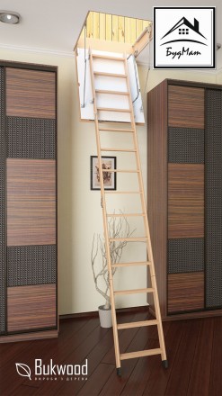 Чердачная лестница Bukwood Luxe Long 340см, 130см, 60см. Ровно. фото 1 Чердачная лестница Bukwood Luxe Long 340см, 130см, 60см. Ровно. фото 1