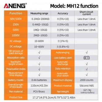 Aneng MH12 - это многофункциональный инструмент, который может измерять сопротив. . фото 9