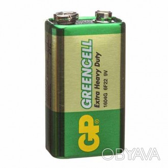 
Батарейка солевая 6F22, 1604G (крона) 9В GP Greencell используются для часов, ф. . фото 1