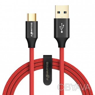 Кабель для смартфонов BlitzWolf® AmpCore Turbo BW-TC10 3A Кевлар позолота|USB 3.