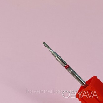 
Алмазна насадка для кутикули полум'я, червона насічка 257/015R, виготовлена ​​з. . фото 1