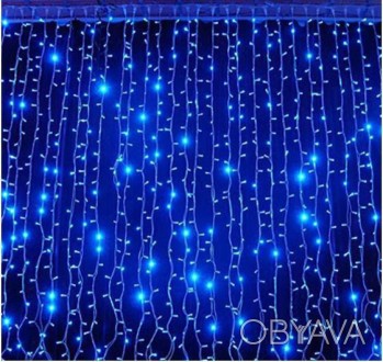 Светодиодная гирлянда штора бахрома синяя на 108 диодов Светодиодная гирлянда "ш. . фото 1