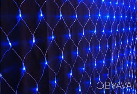 Гирлянда светодиодная Сетка 200 диодов цвет Синий Светодиодная гирлянда сетка, о. . фото 1