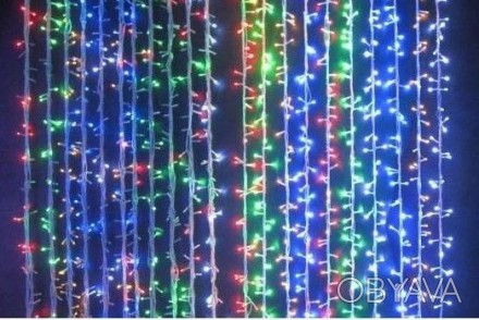 Светодиодная гирлянда штора бахрома цвет мульти на 108 диодов Светодиодная гирля. . фото 1