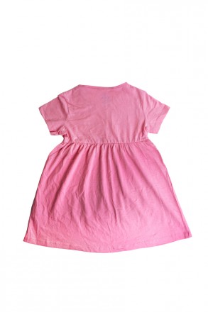 Легкое летнее платье для девочки нежно розового цвета, с коротким рукавом, резин. . фото 3