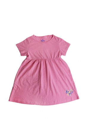 Легкое летнее платье для девочки нежно розового цвета, с коротким рукавом, резин. . фото 2