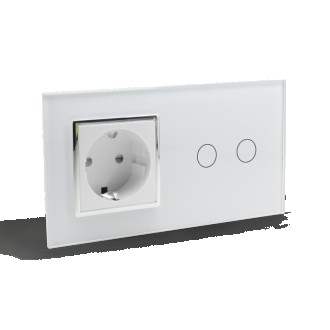 
Двух сенсорный настенный выключатель Livolo с розеткой
Сенсорный выключатель с . . фото 4