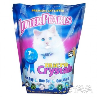 Наполнитель для туалетов котов Litter Pearls МИКРО КРИСТАЛС изготовлен из мелкоз. . фото 1