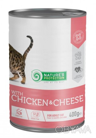 Консервированный корм для взрослых кошек "Adult Chicken & Cheese" - это кусочек . . фото 1