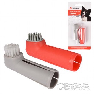 Flamingo Finger Toothbrush Set – практичный набор зубных щеток, который помогает. . фото 1