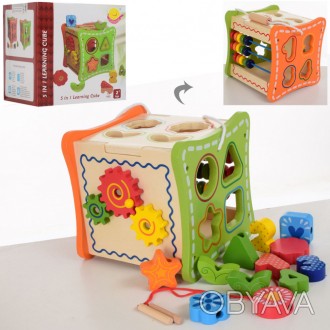 Дерев'яна іграшка "Куб" це кілька ігор в одному. Тут є і сортер, і тріскачка- ше. . фото 1