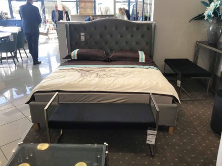 
Двоспальне ліжко Aspen Velvet 160X200 Сірий / Дуб : стильна і сучасна модель ві. . фото 4