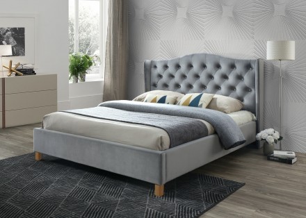 
Двоспальне ліжко Aspen Velvet 160X200 Сірий / Дуб : стильна і сучасна модель ві. . фото 2