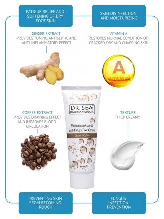 Dr. Sea Multivitamin Care & Anti-Fatigue Foot Cream Ginger & Coffee
Мультивитами. . фото 4