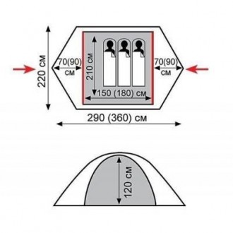 Трехместная экспедиционная палатка Tramp Peak 3 с двумя входами , двумя тамбурам. . фото 8