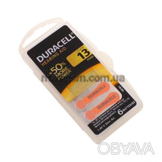 Батарейки для слухових апаратів Duracell розмір 13, 6 шт. в упаковці. . фото 1