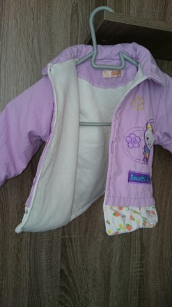 Куртка демисезонная для девочки 1 - 2года, рост 86см. Цвет сиреневый, с отложным. . фото 3