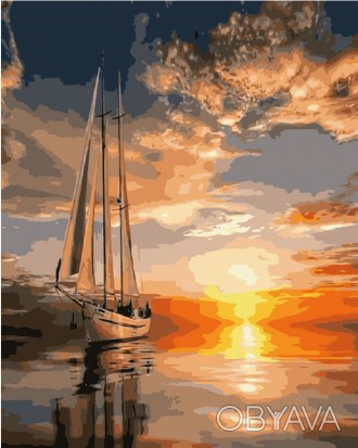 Картина для малювання за номерами Яхта на заході сонця від виробника Стратег Хоч. . фото 1