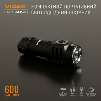 Портативный светодиодный фонарик VIDEX A055 600Lm 5700K предназначен для индивид. . фото 4