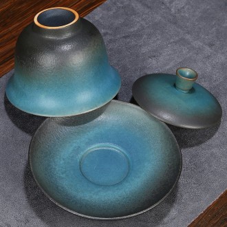Керамическая гайвань для чая Синий сапфир, 130 мл с крышкой, Гайвань из керамики. . фото 5