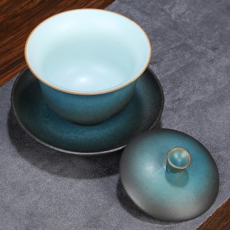 Керамическая гайвань для чая Синий сапфир, 130 мл с крышкой, Гайвань из керамики. . фото 6