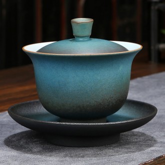 Керамическая гайвань для чая Синий сапфир, 130 мл с крышкой, Гайвань из керамики. . фото 3