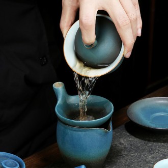 Керамическая гайвань для чая Синий сапфир, 130 мл с крышкой, Гайвань из керамики. . фото 4