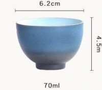 Пиала для чая Синий сапфир, 70 мл, керамическая, Синяя, маленькая, фарфор, Пиалы. . фото 6