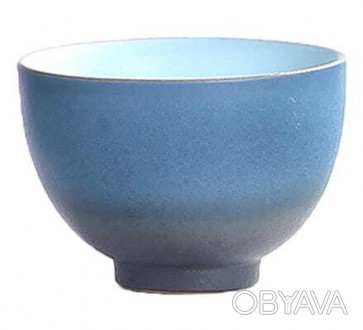 Пиала для чая Синий сапфир, 70 мл, керамическая, Синяя, маленькая, фарфор, Пиалы. . фото 1
