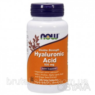 Hyaluronic Acid 100mg от NOW Foods - поддержка для суставов, хрящей и соединител. . фото 1