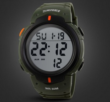 
Чоловічий спортивний годинник SKMEI 1068 електронне з підсвічуванням, армейськи. . фото 7