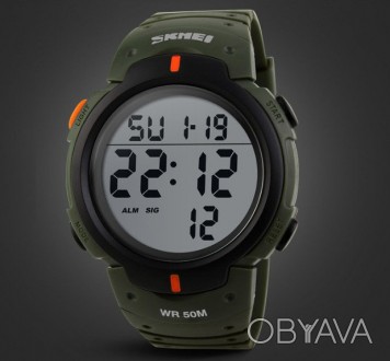 
Мужские спортивные наручные часы SKMEI 1068 электронные с подсветкой, армейские. . фото 1