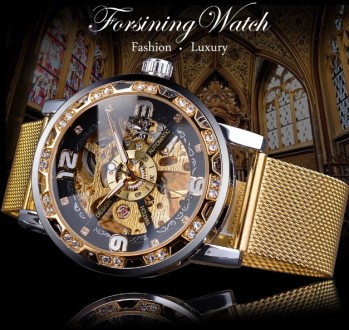 
Жіночий наручний годинник механічні Forsining скелетон з відкритим механізмом і. . фото 3