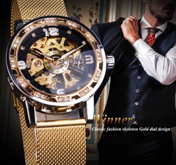 
Жіночий наручний годинник механічні Forsining скелетон з відкритим механізмом і. . фото 9