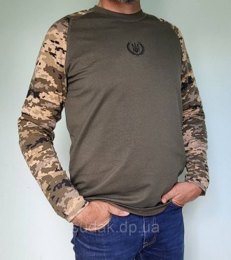 Військова футболка з довгим рукавом, тактичний рашгард, убакс піксель+олива (тка. . фото 2