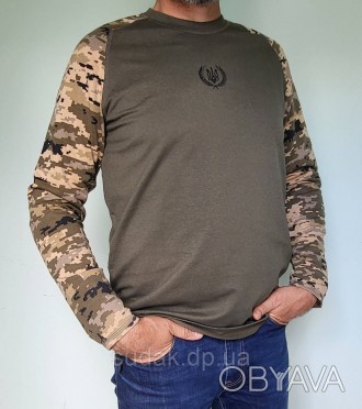 Військова футболка з довгим рукавом, тактичний рашгард, убакс піксель+олива (тка. . фото 1