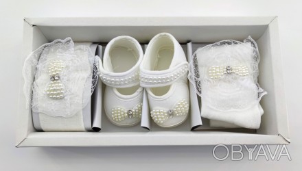 Пинетки босоножки 16 и 17 размер 10 см с повязкой длина обувь на новорожденных Т