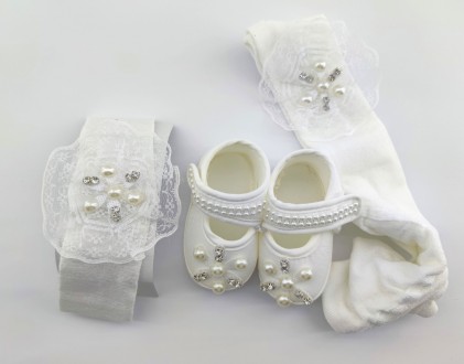 
Нарядная обувь пинетки и повязка для девочки. Сделаны из натуральной ткани укра. . фото 4