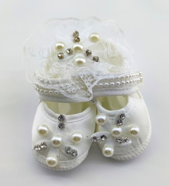 
Нарядная обувь пинетки и повязка для девочки. Сделаны из натуральной ткани укра. . фото 3