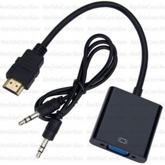 Конвертер HDMI в VGA + аудіо, HDMI штекер - гніздо VGA + шнур AUX (Тип 2)
 HDMI . . фото 6