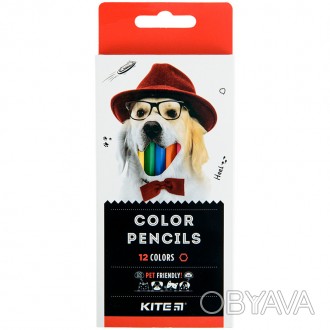 Олівці кольорові, 12 шт. Kite Dogs. . фото 1