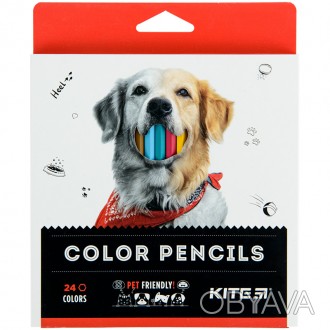 Олівці кольорові, 24 шт. Kite Dogs. . фото 1