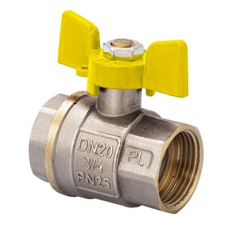 Кран шаровый FERRO PL 3/4" ГГБ газ art. 602 (латунный шар) (FE0560). Харьков. фото 1