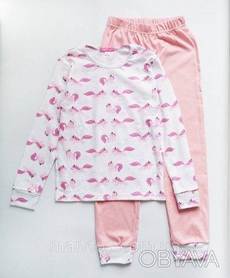 Пижама для девочки подростка, розовая, интерлок, Unicorn SmileTime 
Пижама из на. . фото 1