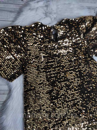 Детское платье Zara для девочки черное с золотом с пайетками 
Состояние: б/у, в . . фото 6