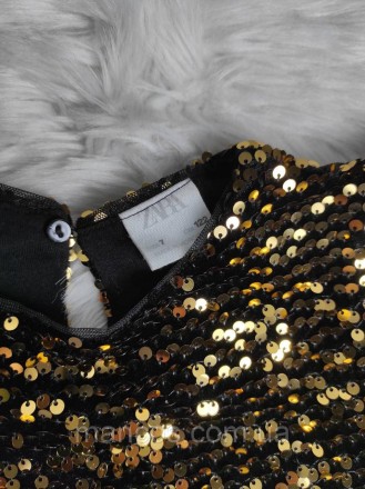 Детское платье Zara для девочки черное с золотом с пайетками 
Состояние: б/у, в . . фото 4