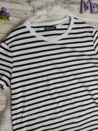 Женская футболка Zara черно-белая полосатая 
Состояние: б/у, в отличном состояни. . фото 3